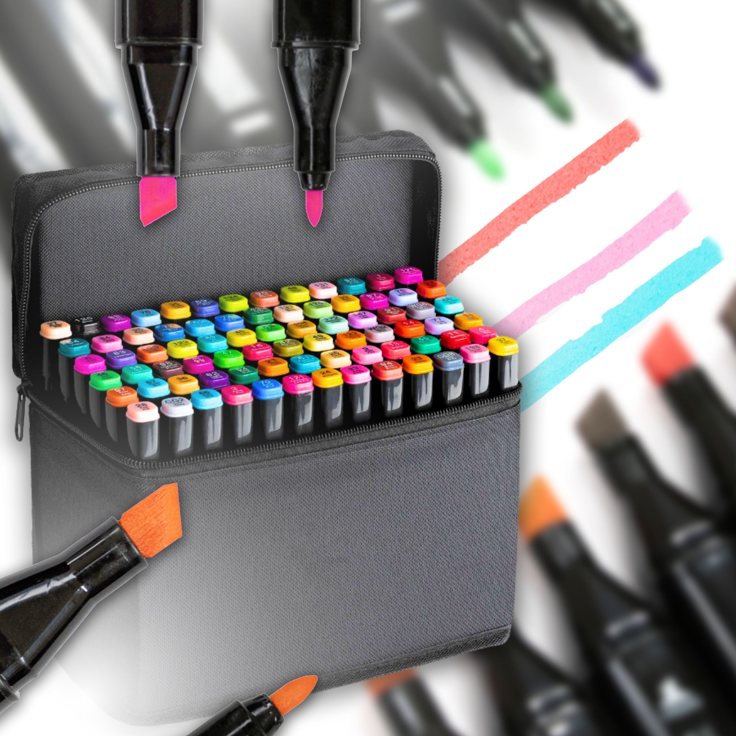 

Marker 80pcs/120pcs/168pcs Double-sided, Flamasters, Pens, Case Free, Different Colors, Gift, Quick-drying