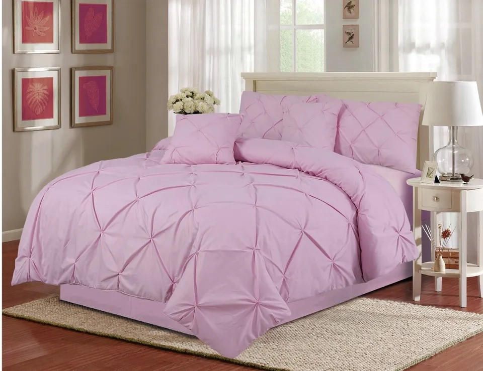 PINTUCK PLEATED ALFORD EGYPTION COTTON MIX DUVET COVER WITH PILLOW CASEA ALL SIZES SINGLE DOUBLE KING SUPER KING