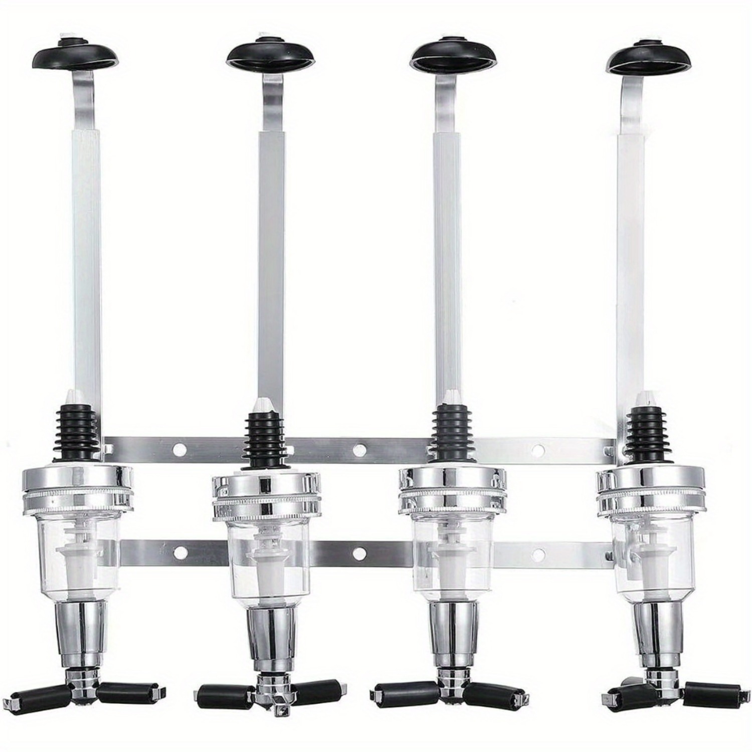 Image of Wall-mounted Bar Butler For 4 Bottles Bottle Holder Drink Dispenser Wall Dispenser Bar Accessory Drink Dispenser With Tap, Cocktail Bar, Shot Dispenser (silver)