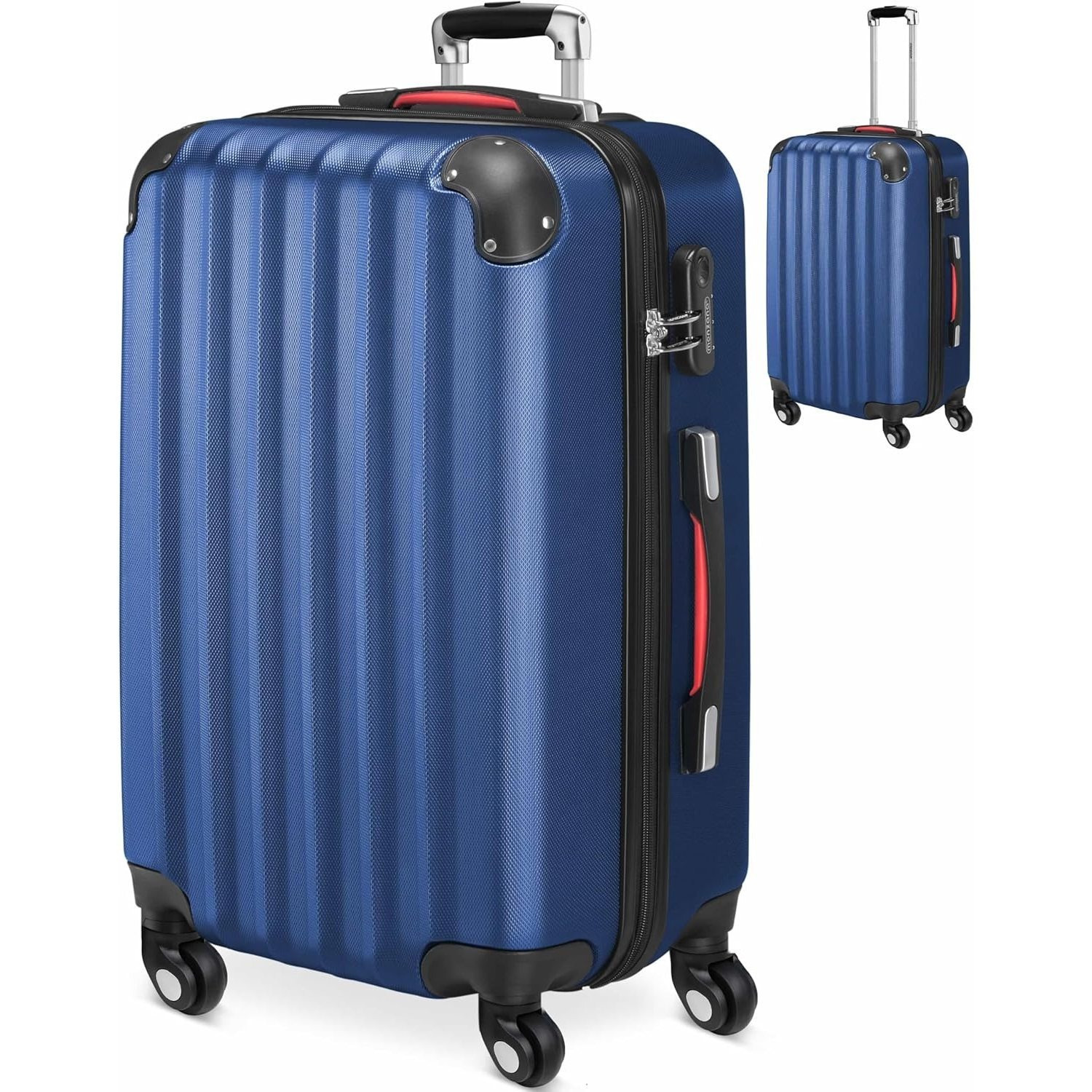 TEMU Monzana Luggage Hand Luggage Abs Hard Case 4 Wheels Telescopic Handle Number Lock Travel Case Hard Shell Luggage Roll Luggage Trolley