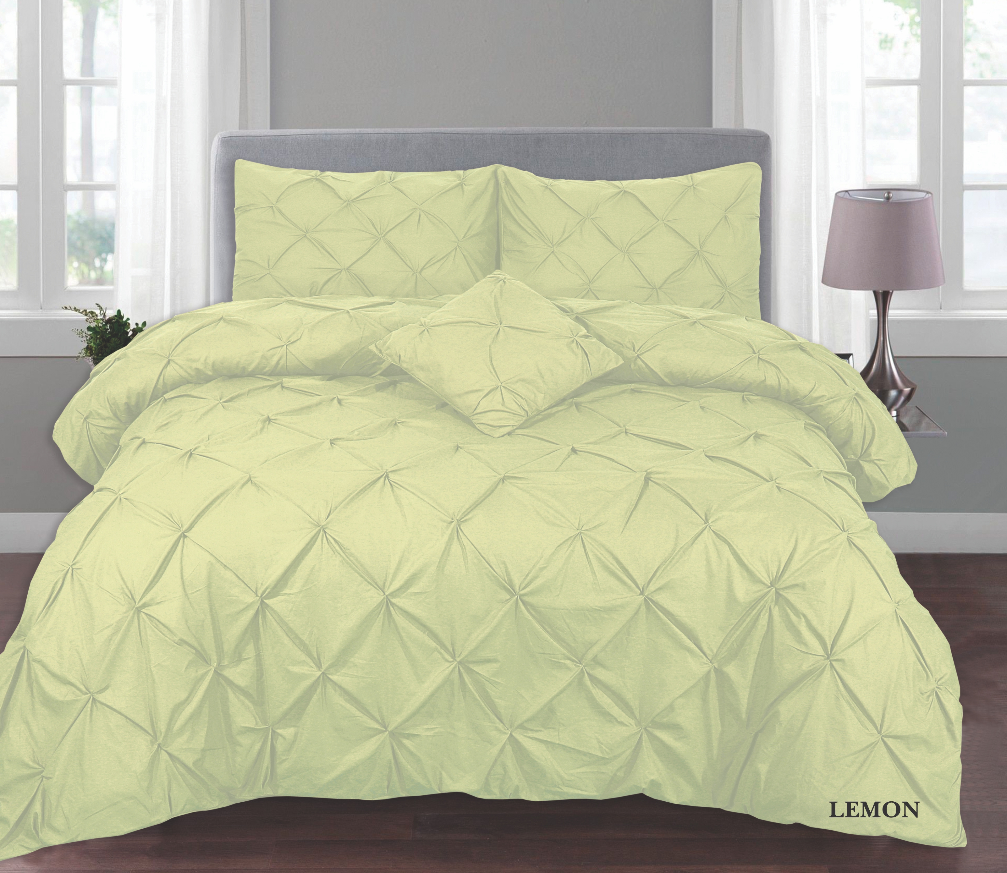 PINTUCK PLEATED ALFORD EGYPTION COTTON MIX DUVET COVER WITH PILLOW CASEA ALL SIZES SINGLE DOUBLE KING SUPER KING