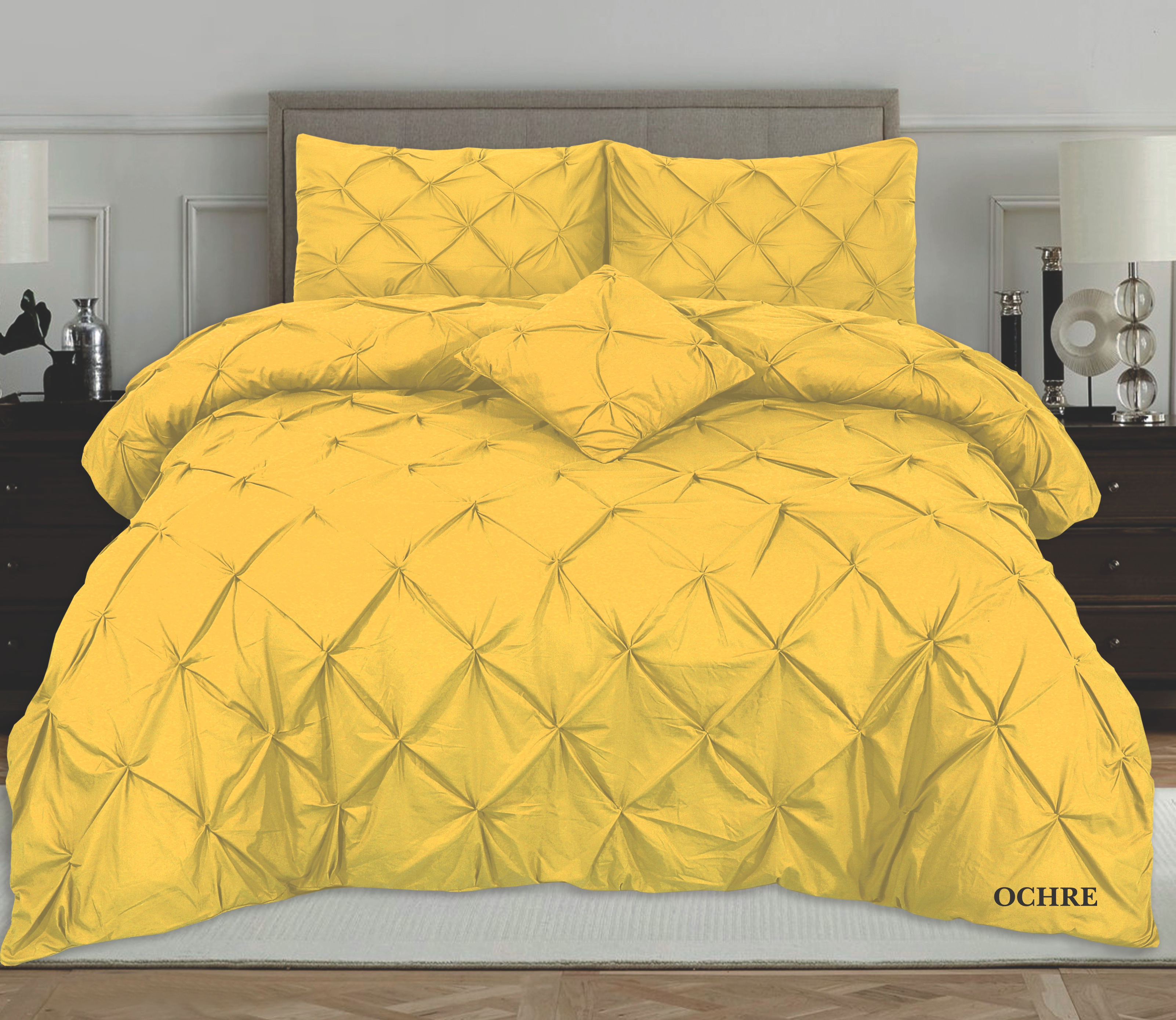 PINTUCK PLEATED ALFORD EGYPTION COTTON MIX DUVET COVER WITH PILLOW CASEA ALL SIZES SINGLE DOUBLE KING SUPER KING