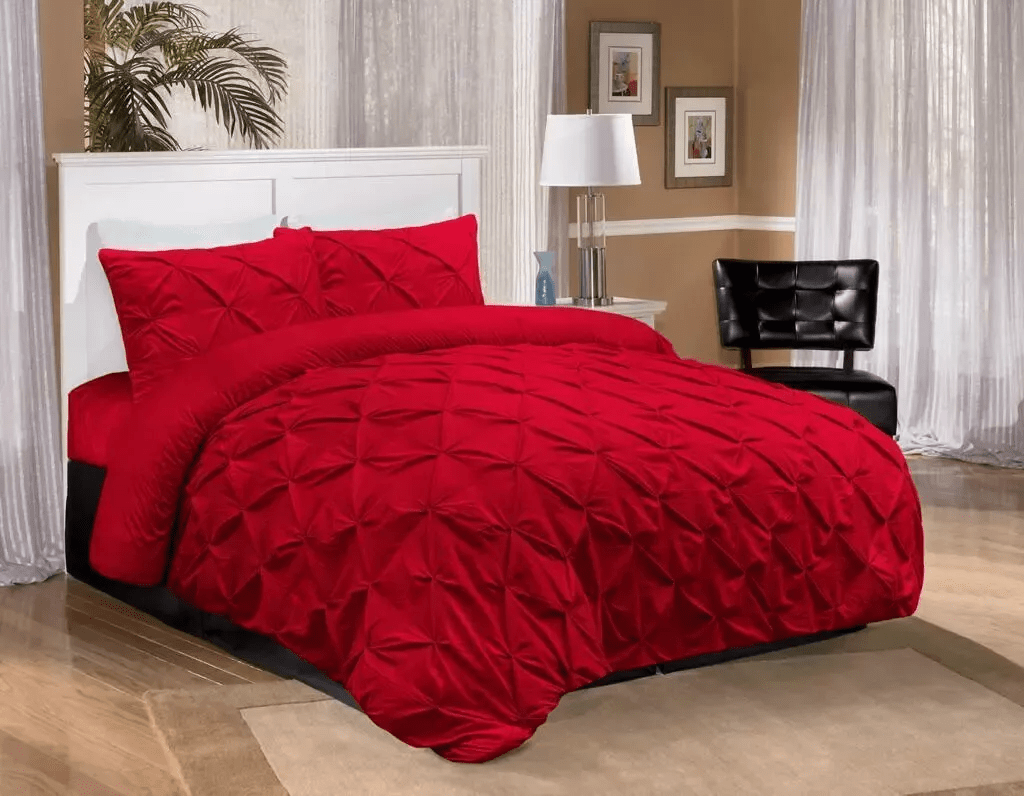 PINTUCK PLEATED ALFORD EGYPTION COTTON MIX DUVET COVER WITH PILLOW CASEA ALL SIZES SINGLE DOUBLE KING SUPER KING