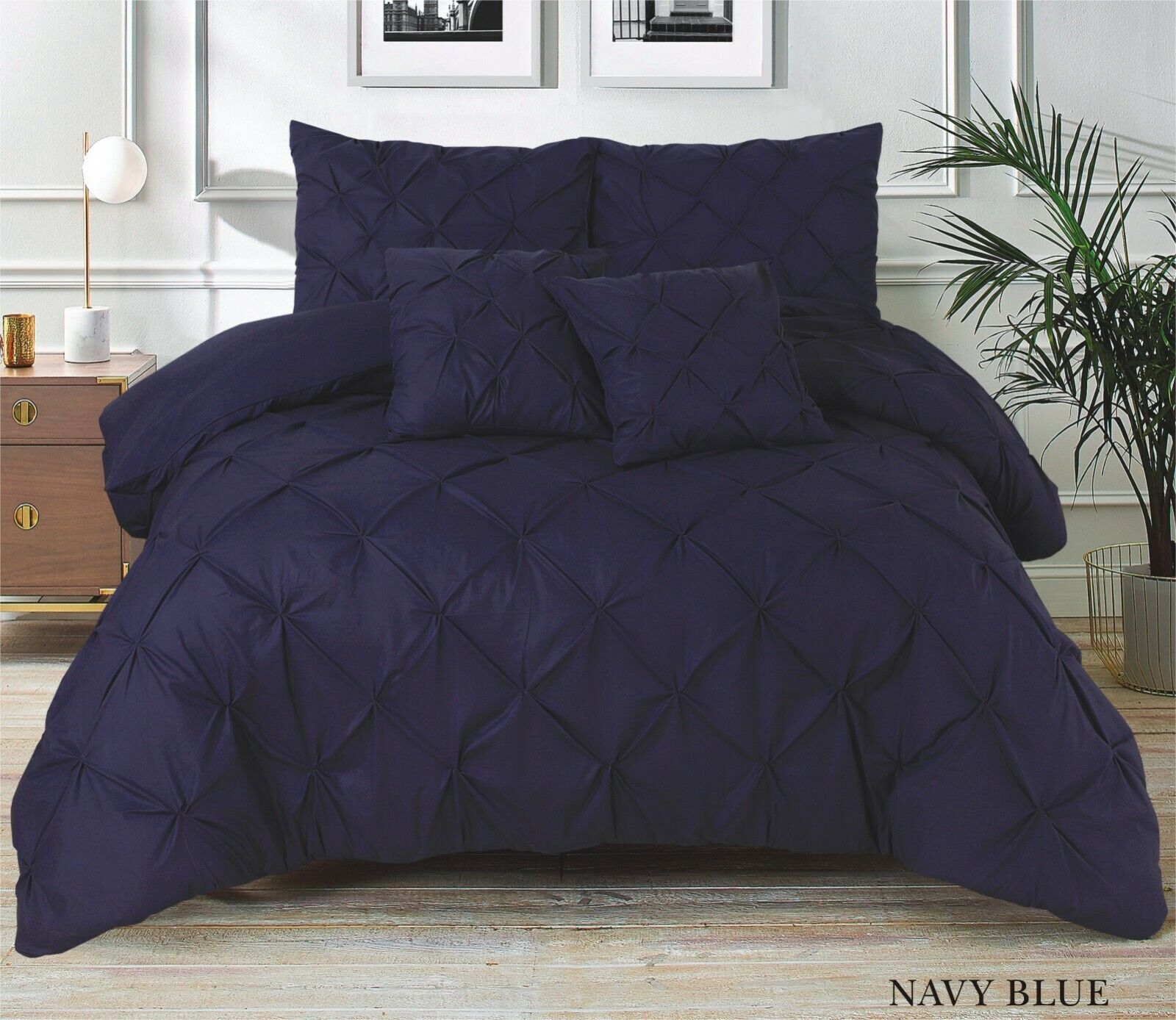PINTUCK PLEATED ALFORD EGYPTION COTTON MIX DUVET COVER WITH PILLOW CASEA ALL SIZES SINGLE DOUBLE KING SUPER KING