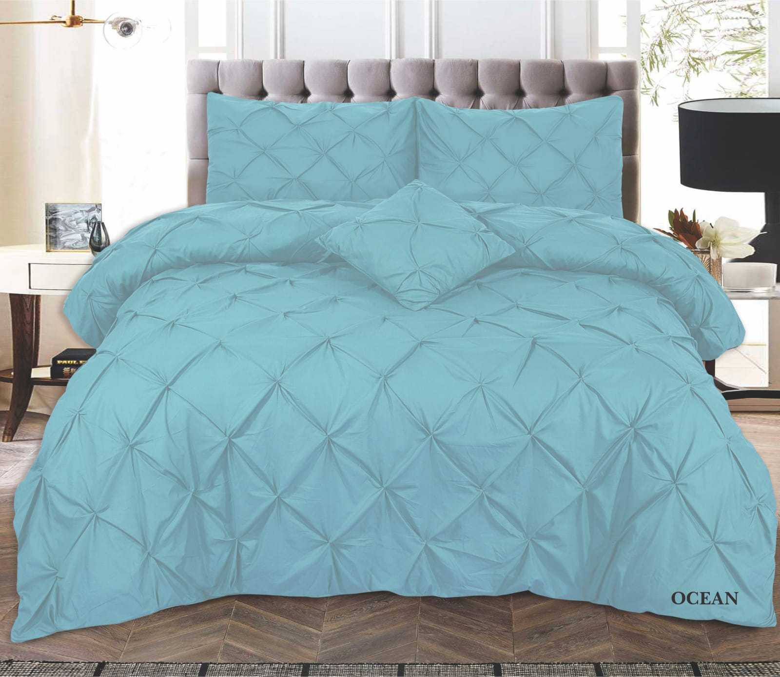 PINTUCK PLEATED ALFORD EGYPTION COTTON MIX DUVET COVER WITH PILLOW CASEA ALL SIZES SINGLE DOUBLE KING SUPER KING
