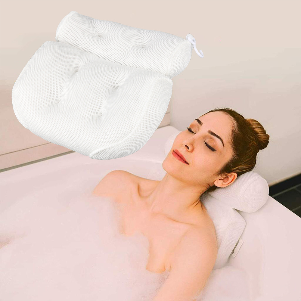 TEMU 1pc Luxury Bathroom Spa Bath Pillow Non-slip Comfortable Headrest Cushion Bathtub