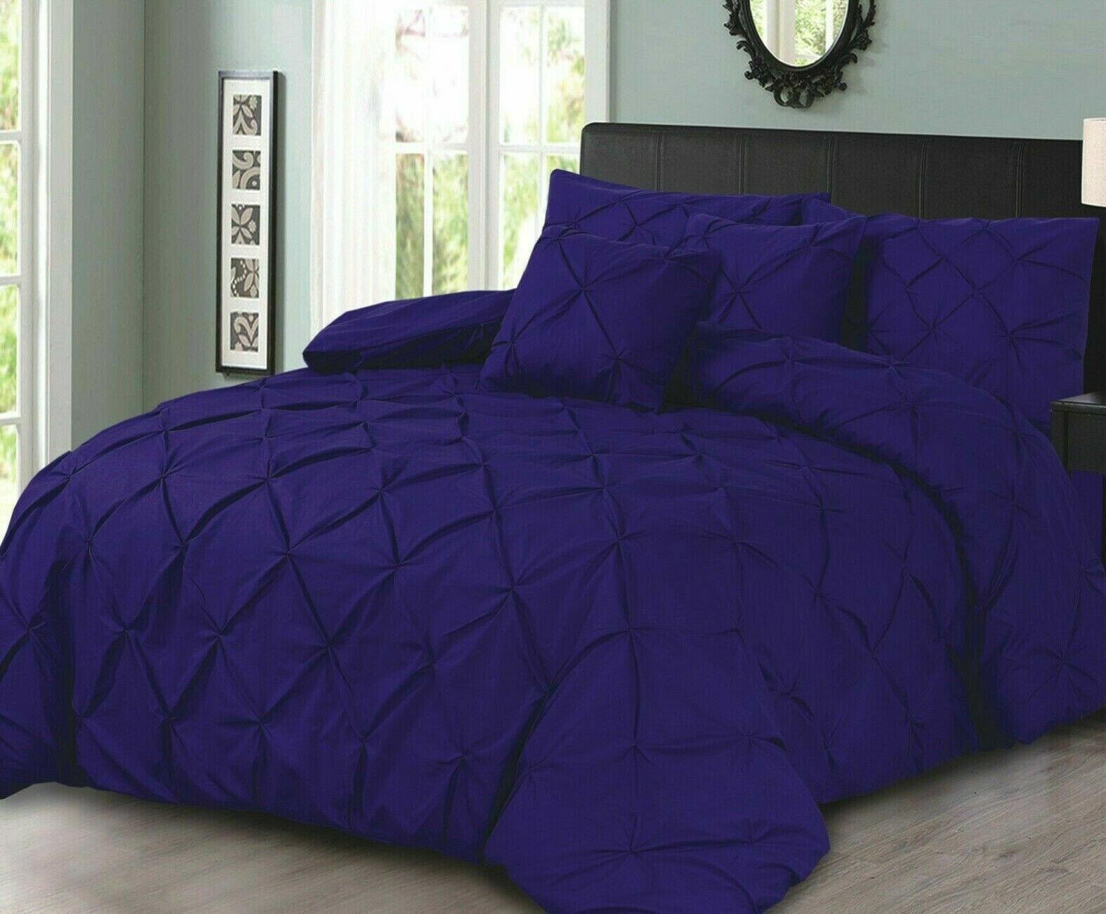 PINTUCK PLEATED ALFORD EGYPTION COTTON MIX DUVET COVER WITH PILLOW CASEA ALL SIZES SINGLE DOUBLE KING SUPER KING