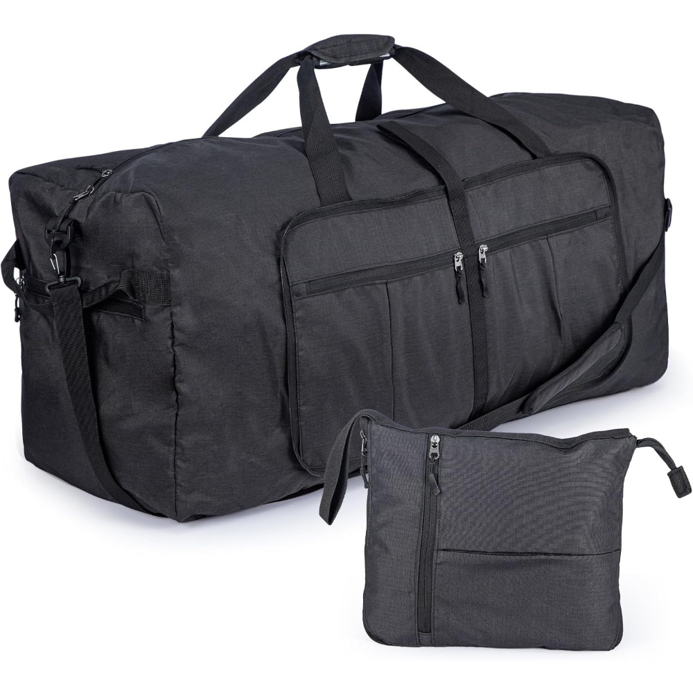 TEMU Travel Bag Foldable Travel Bag Luggage Bag With Compartments Foldable Travel Bag Sports Gym Bag Black