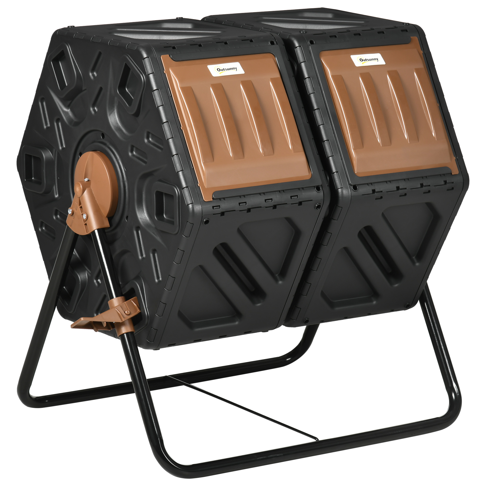 TEMU Dual Chamber Garden Compost Bin, 130l Rotating Composter, Compost Maker With Ventilation And Steel Legs