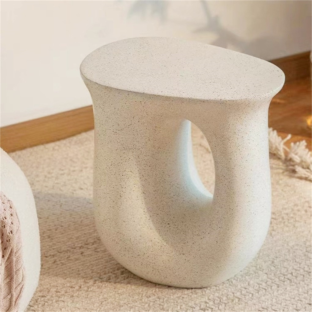 TEMU Contemporary Geometric Concrete Side Table - Versatile, Lightweight Accent Table For Living Rooms, Bedroom, Table Decor