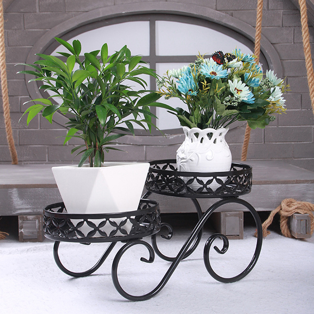 TEMU 1pc 2 Tier Plant Stand, Anti-rust Iron Plant Pot Stand Indoor Outdoor, Metal Plant Stands Indoor Plant, Plant Pot Holders Indoor For Multiple