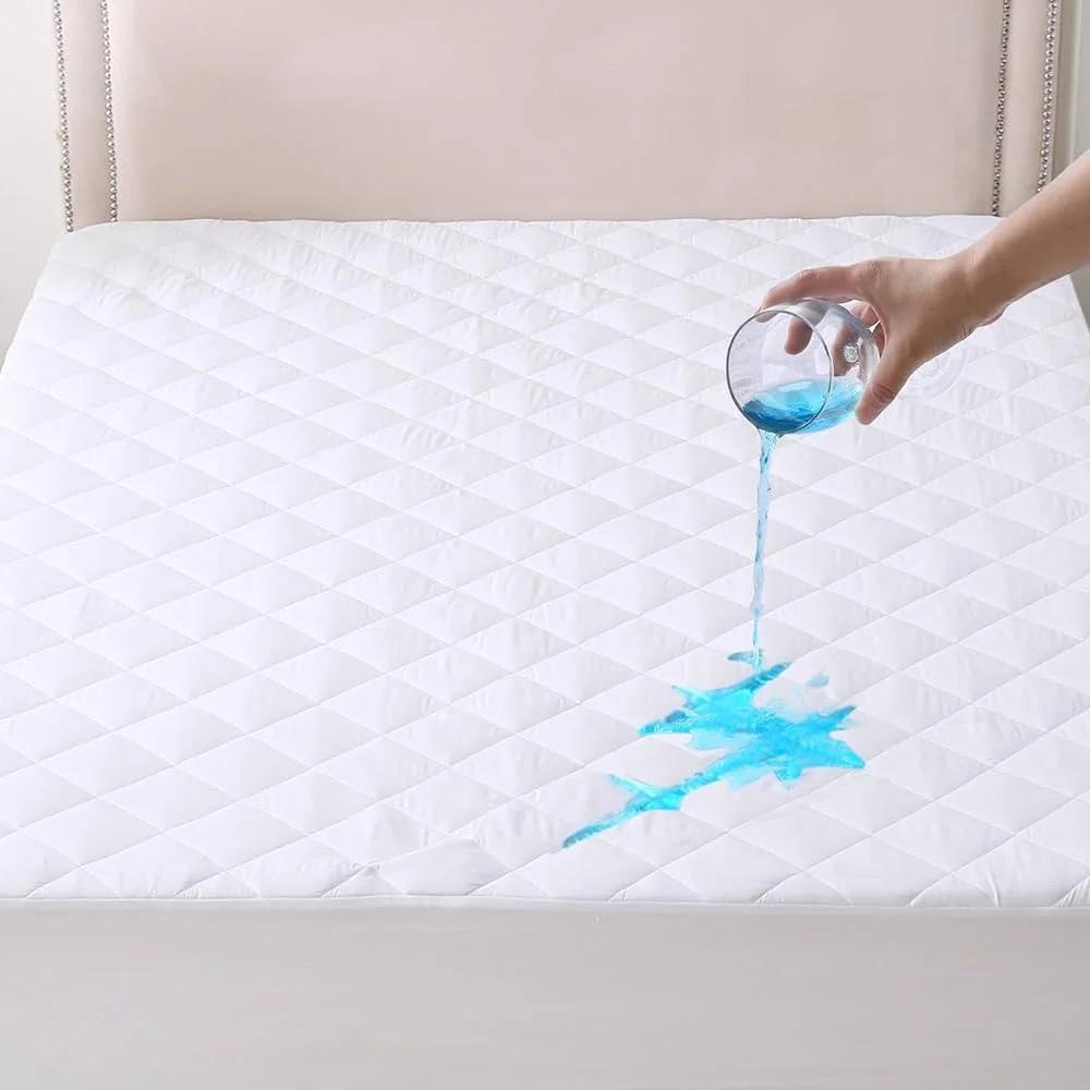 Quilted Waterproof Mattress Protectors 30cm Skirt, Anti Bed Bug Protector, Allergen Protection, Easy To Clean, Soft Bamboo Material