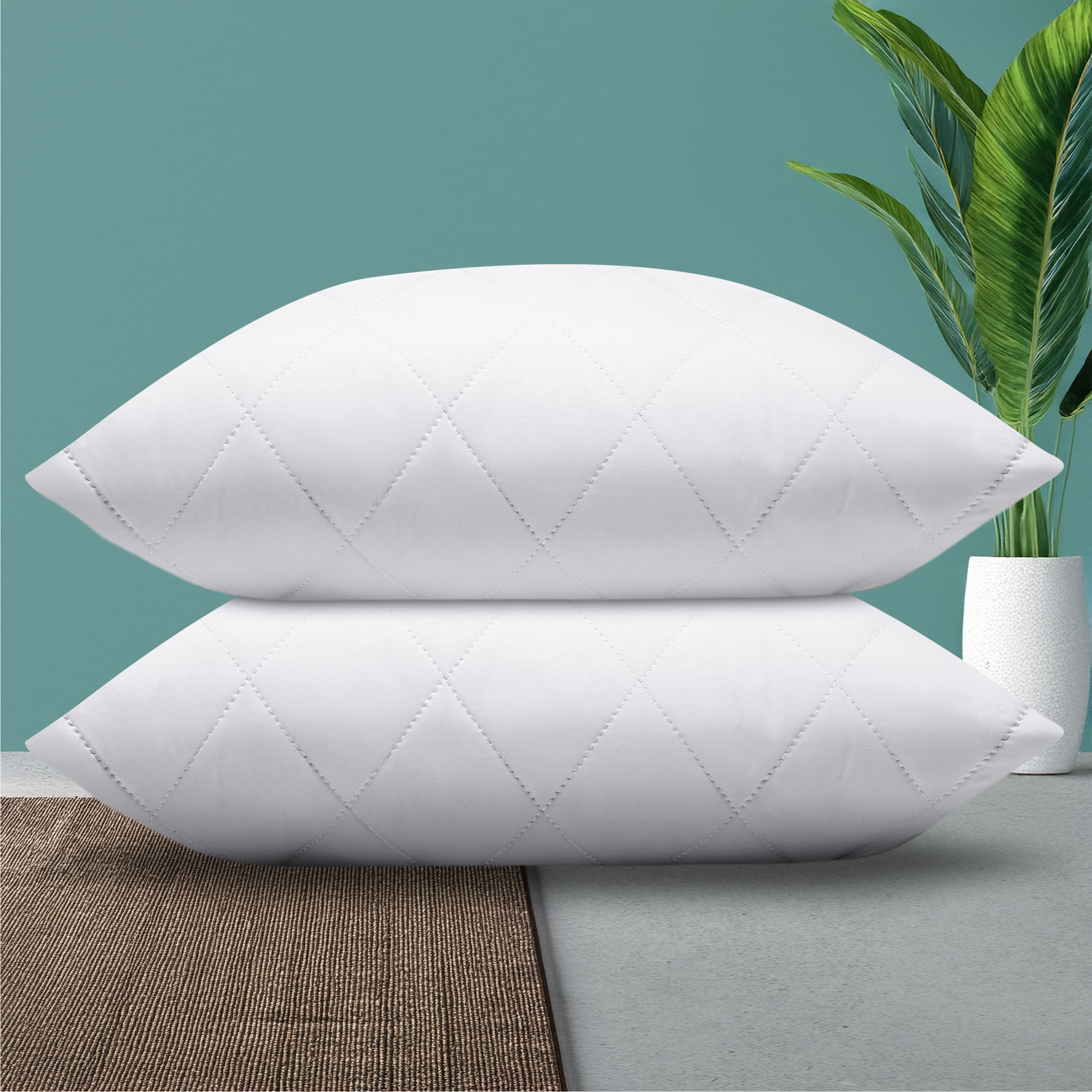 2er set kopfkissen – ideal bett dekokissen – reißverschluss