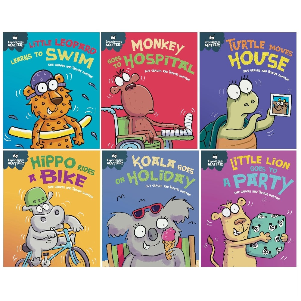TEMU (age 3-5) Sue Graves Experiences Matter Series 2 Collection 6 Books Set (little Lion, Monkey, Koala, Turtle, Little Leopard, Hippo)