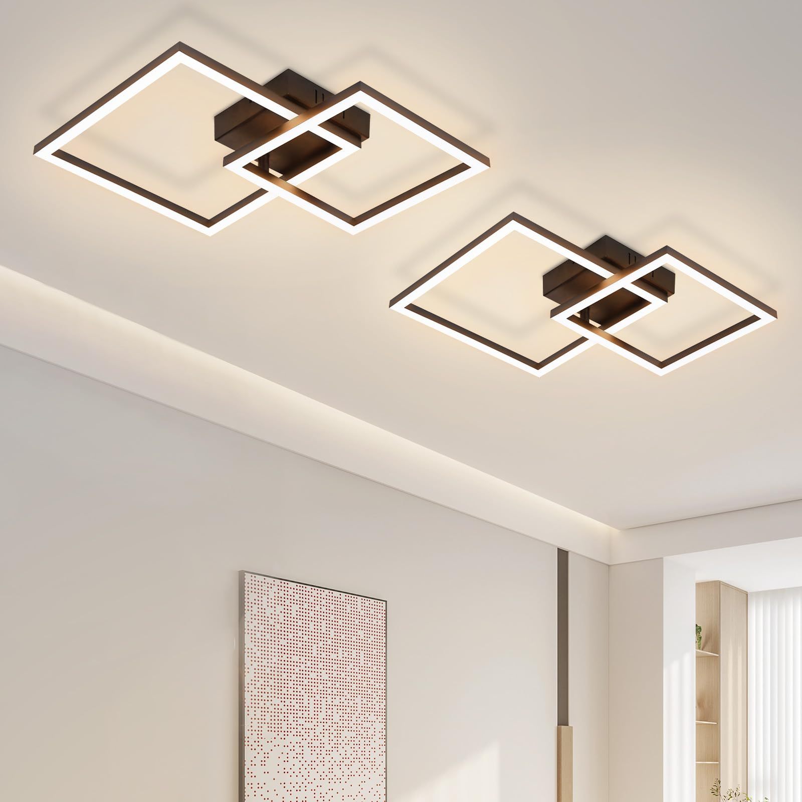 TEMU 1/2/4er Ceiling Lamp Led Ceiling Light For Living Room - 20w Warm Room Lamp Black Kitchen Lamp Corner Ceiling Lighting For Bedroom Hallway Office