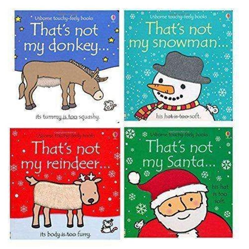 Thats Not My Touchy Feely 4 Board Books Set Christmas Collection Santa, Snowman: retailer-supplied image