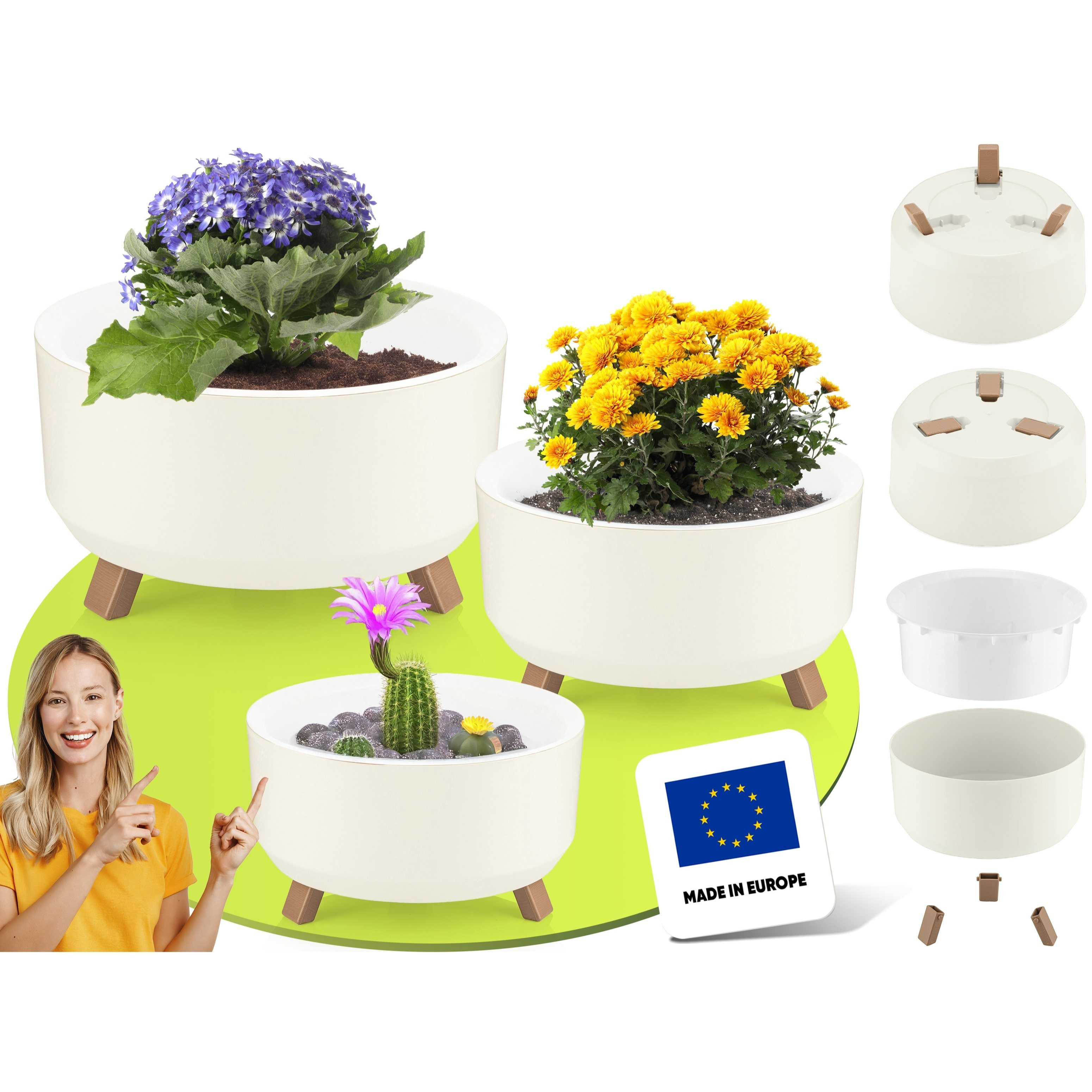 TEMU 3pcs Flower Pot Set, 3 Sizes, Bpa Free Plastic Flower Pots For Home, Plant Pot, Overpot, Flower Pot, Plant Tub, Plant Pots, Flower Pots, Large