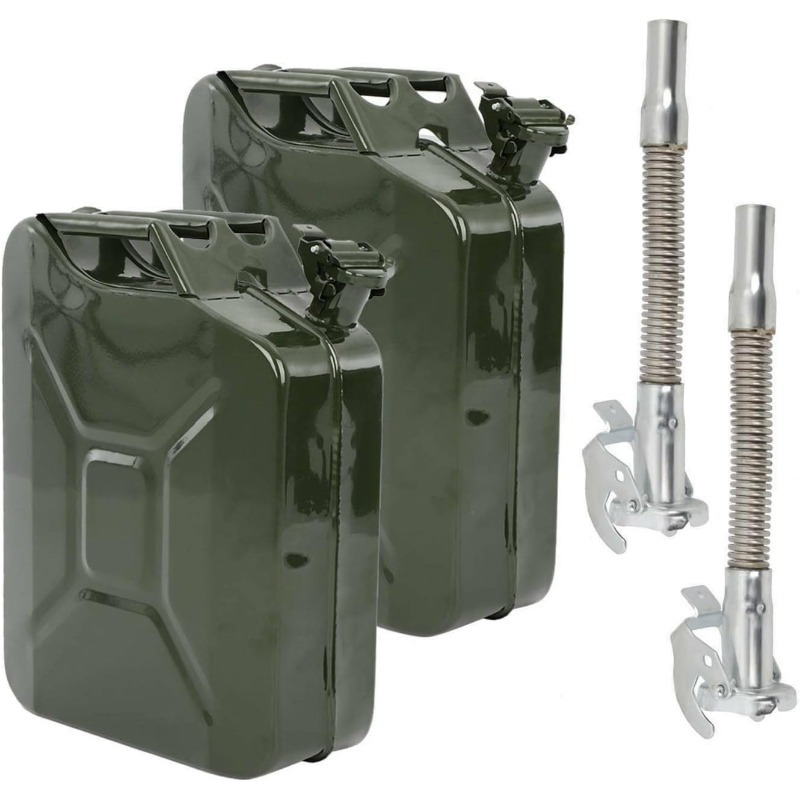 TEMU 2pcs Can 20l Green Metal Petrol Can With Spout Motorcycle Fuel Store Container For Store Petrol