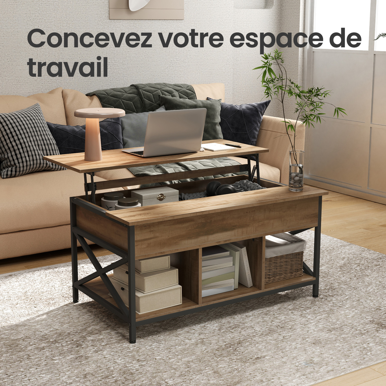   height adjustable top   living room table 60 x 100 x 48 62 cm