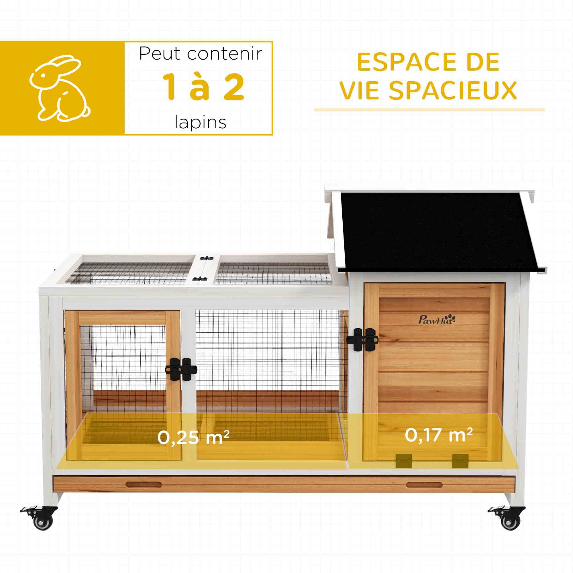 PawHut Konijnenkooi met wielen