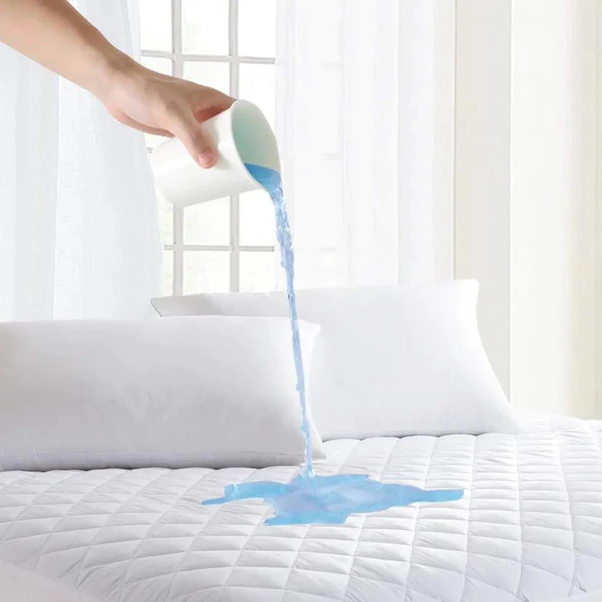 Quilted Waterproof Mattress Protectors 30cm Skirt, Anti Bed Bug Protector, Allergen Protection, Easy To Clean, Soft Bamboo Material