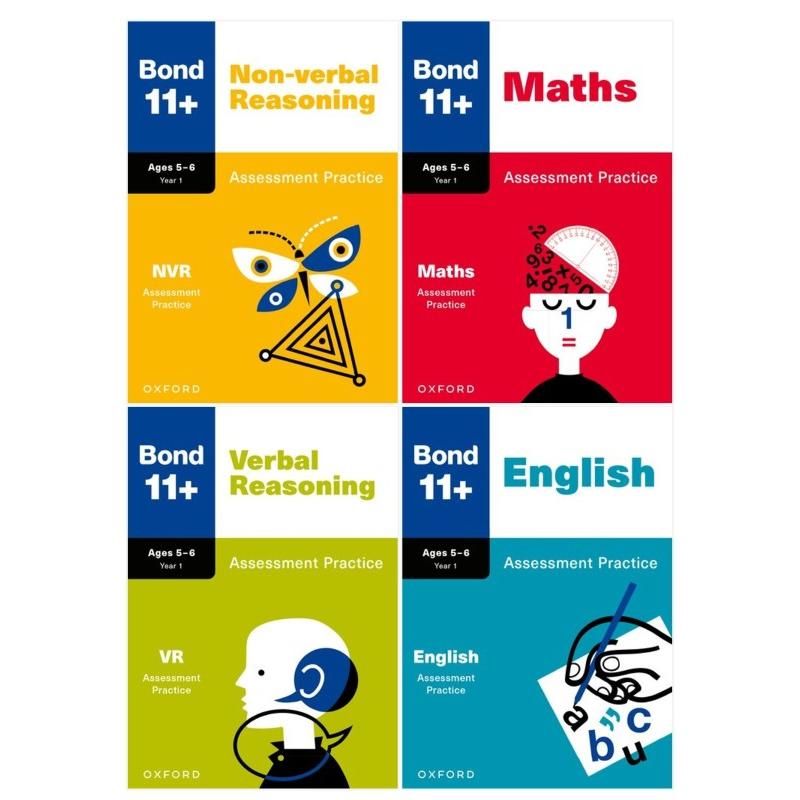 TEMU Bond 11+ Maths English Verbal Non-verbal Reasoning Assessment Practice 5-6 Years 4 Books Set (bond Assessment Papers)