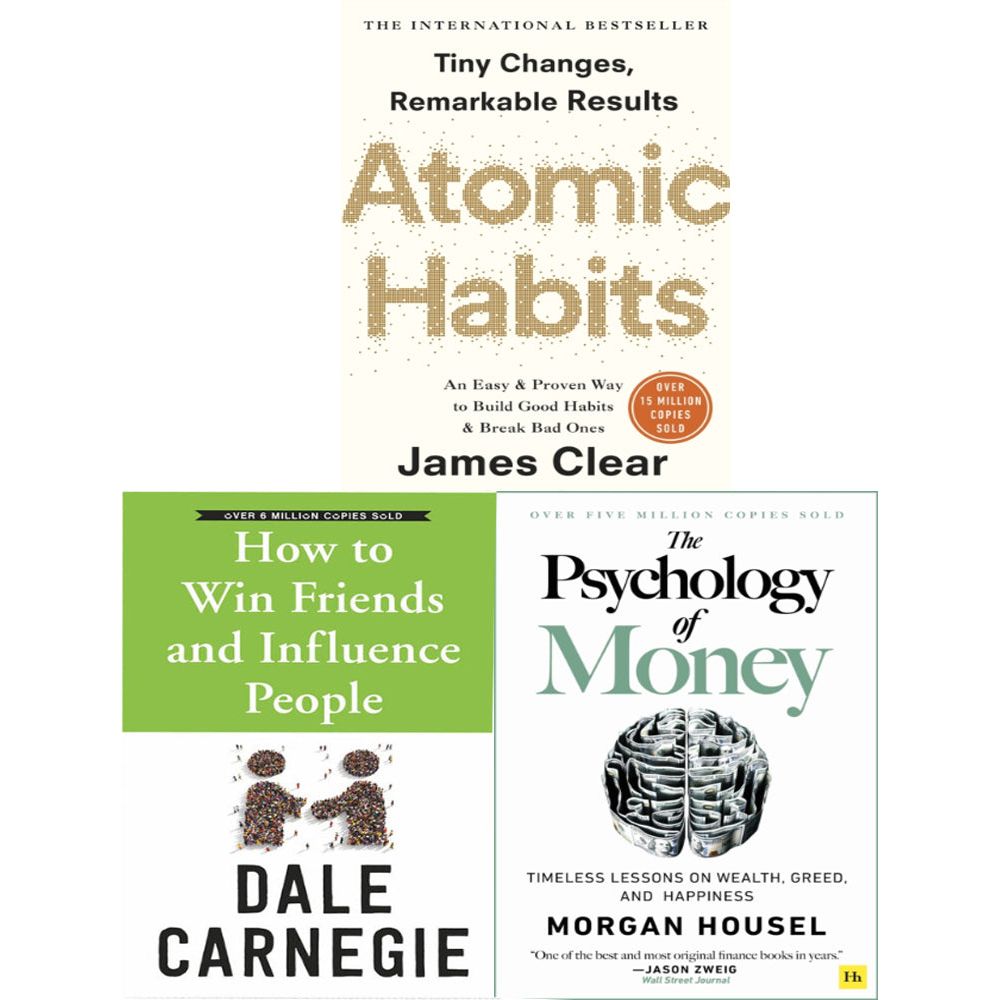 TEMU How To Win And Influence People, Atomic Habits, Psychology Of Money 3 Books Collection Set