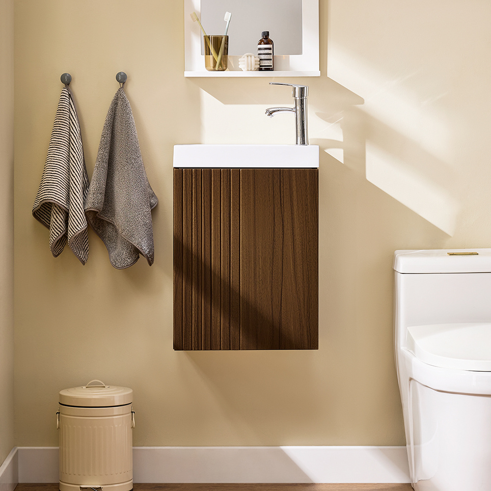Bathroom Storage 1pc Hanging Vanity Unit For Bathroom With Compact Sink - Small Column Storage For Wc 40x22x56cm - Cas297-cs