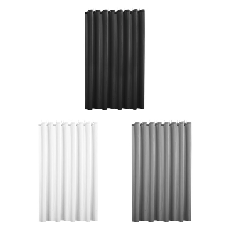 2Pcs Extra Long Fabric Shower Curtain with Hooks
