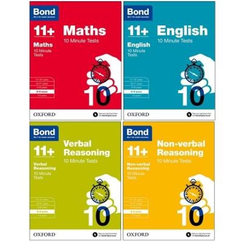 Bond 11+ 4-Book Collection Set - Maths, English, Verbal & Non-Verbal Reasoning 8–9 Years - Non Fiction - Paperback