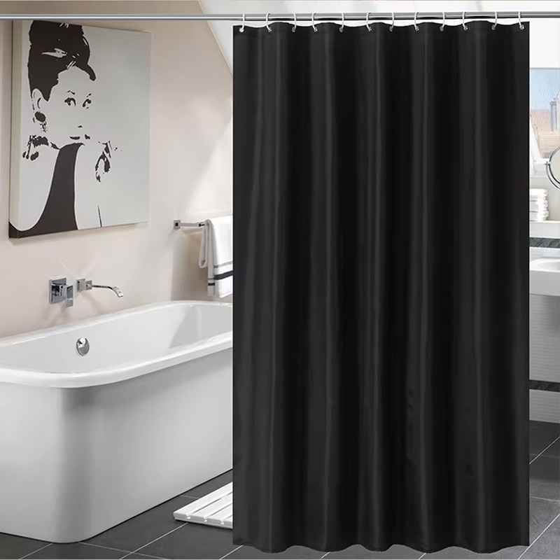 2Pcs Extra Long Fabric Shower Curtain with Hooks
