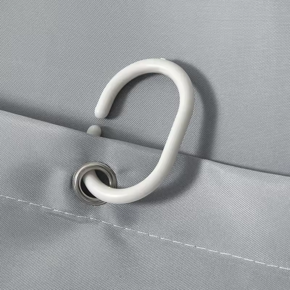 2Pcs Extra Long Fabric Shower Curtain with Hooks
