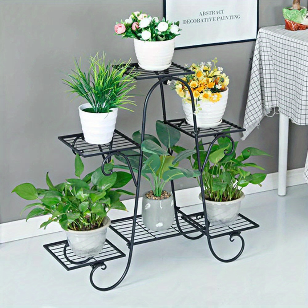 Metal Plant Stands With 6 Plant Steps Garden Flower Rack Flower Stand