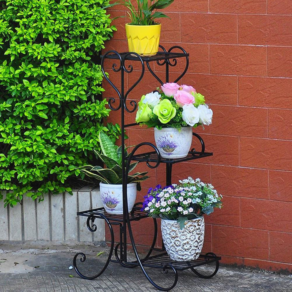 TEMU 4 Tiers Plant Stand Indoor Outdoor Metal Plant Holder 80cm Tall Plant Stand Corner Rustproof Plant Table Plant Shelf For Corner Patio Garden