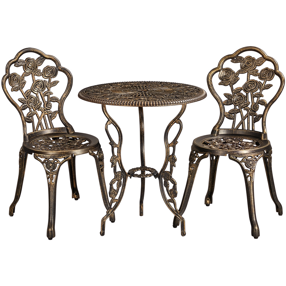 E-shop Costoffs 3tlg. Bistro SetRunder Beistelltisch Outdoor Möbel SetGartenmöbel-Set Zwei Sitzhocker antiken Stil Gartenmöbel für Balkon Terrasse