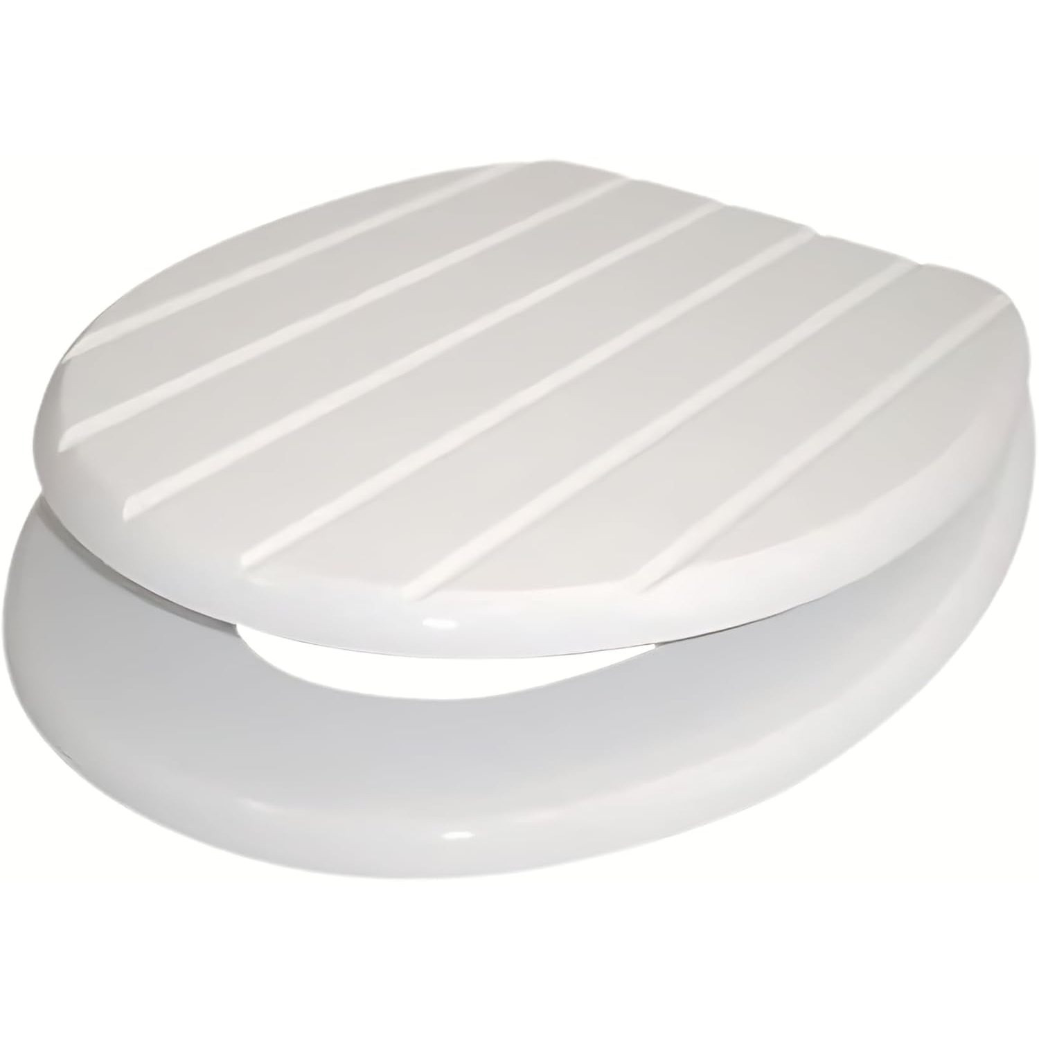 TEMU 18'' Mdf Universal Oval Toilet Seat, Stainless Steel Hinges | Adjustable Seat, Anti-slip, Easy To Clean | Ideal For Bathroom And En-suite Use,
