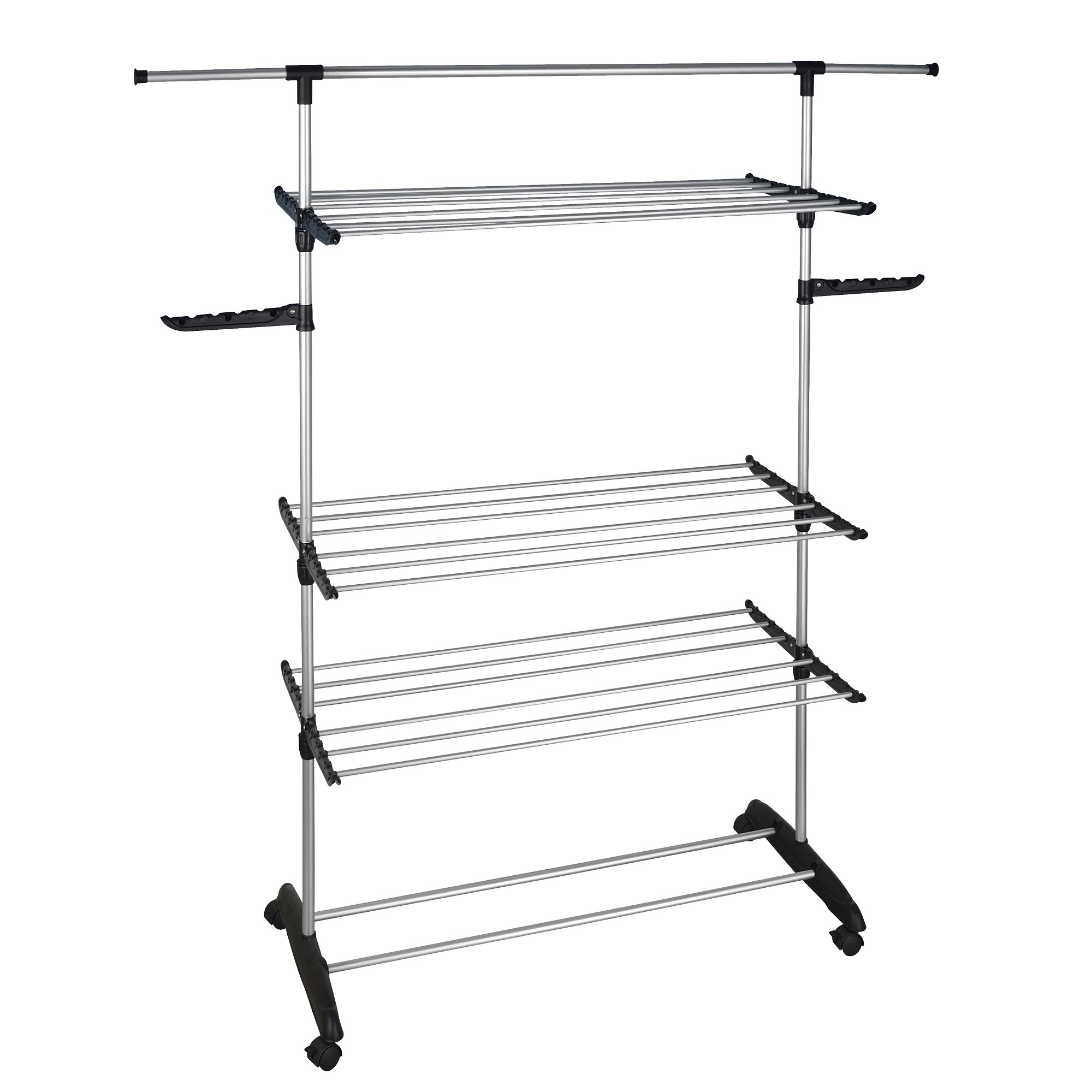 Image of Ultima 25m Multifunctional Clothes Drying Rack - 3-tier Black And Stainless Steel Dryer, Ideal For Efficient, Sturdy, And Practical Drying, Suitable For Clothes, Towels, And Sheets