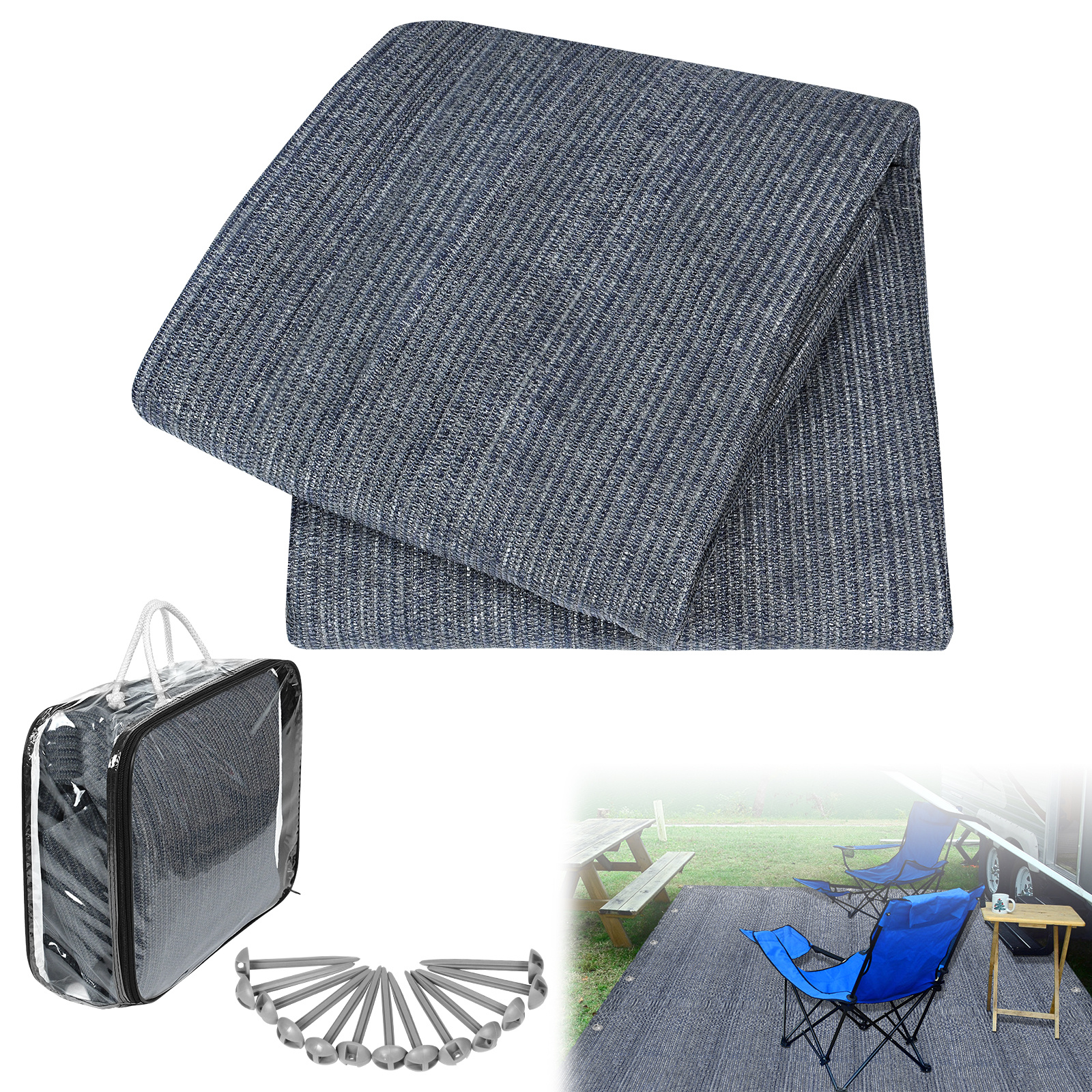 

Awning Carpet, Camping Mat Hdpe High-quality Awning Carpet With Aluminum Loops, Tent Base With Carrying Bag, -grey