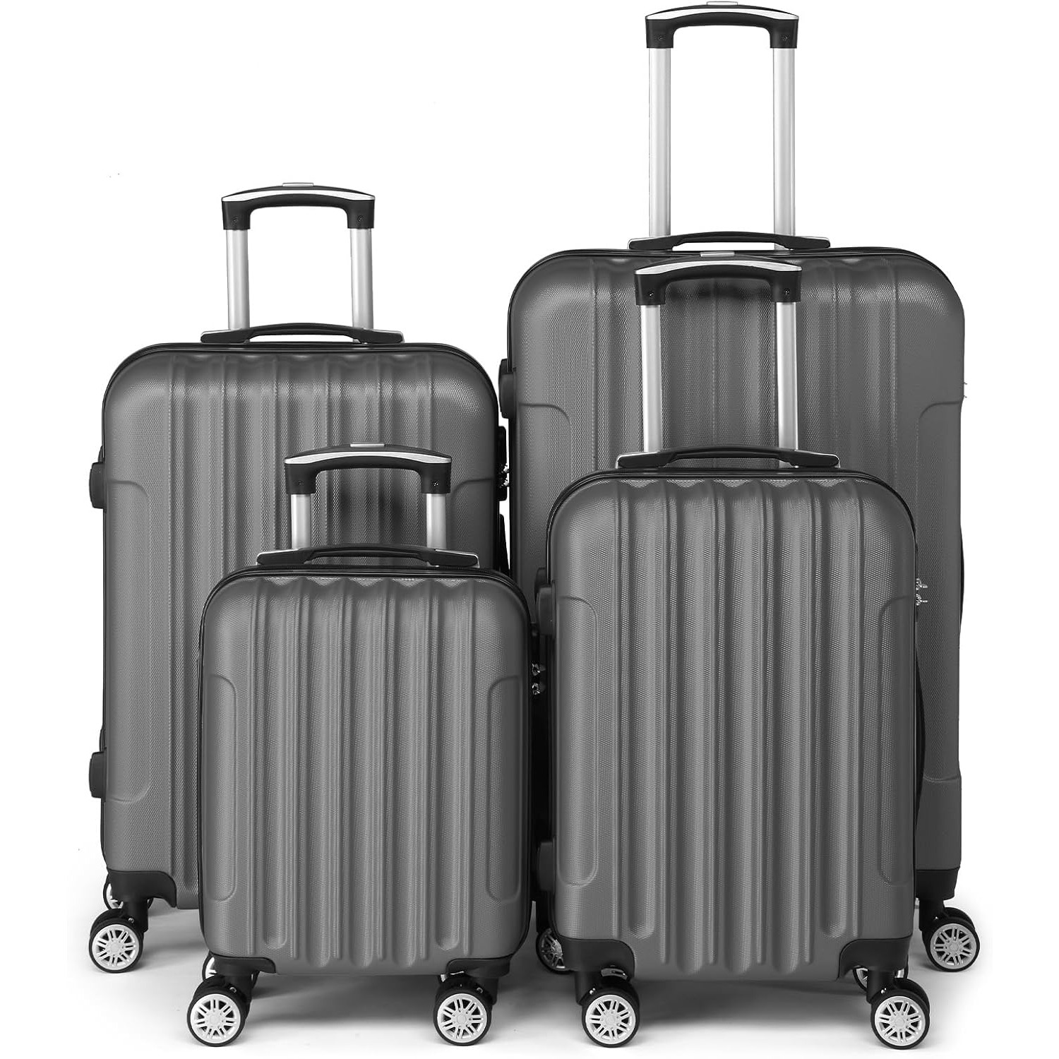 TEMU Bonnlo 4pcs Luggage Set, Hard Shell Suitcase Set, Travel Suitcase With 4 Wheels, Suitcase & Trolley S-m-l-xl, Large Hand Luggage, Black