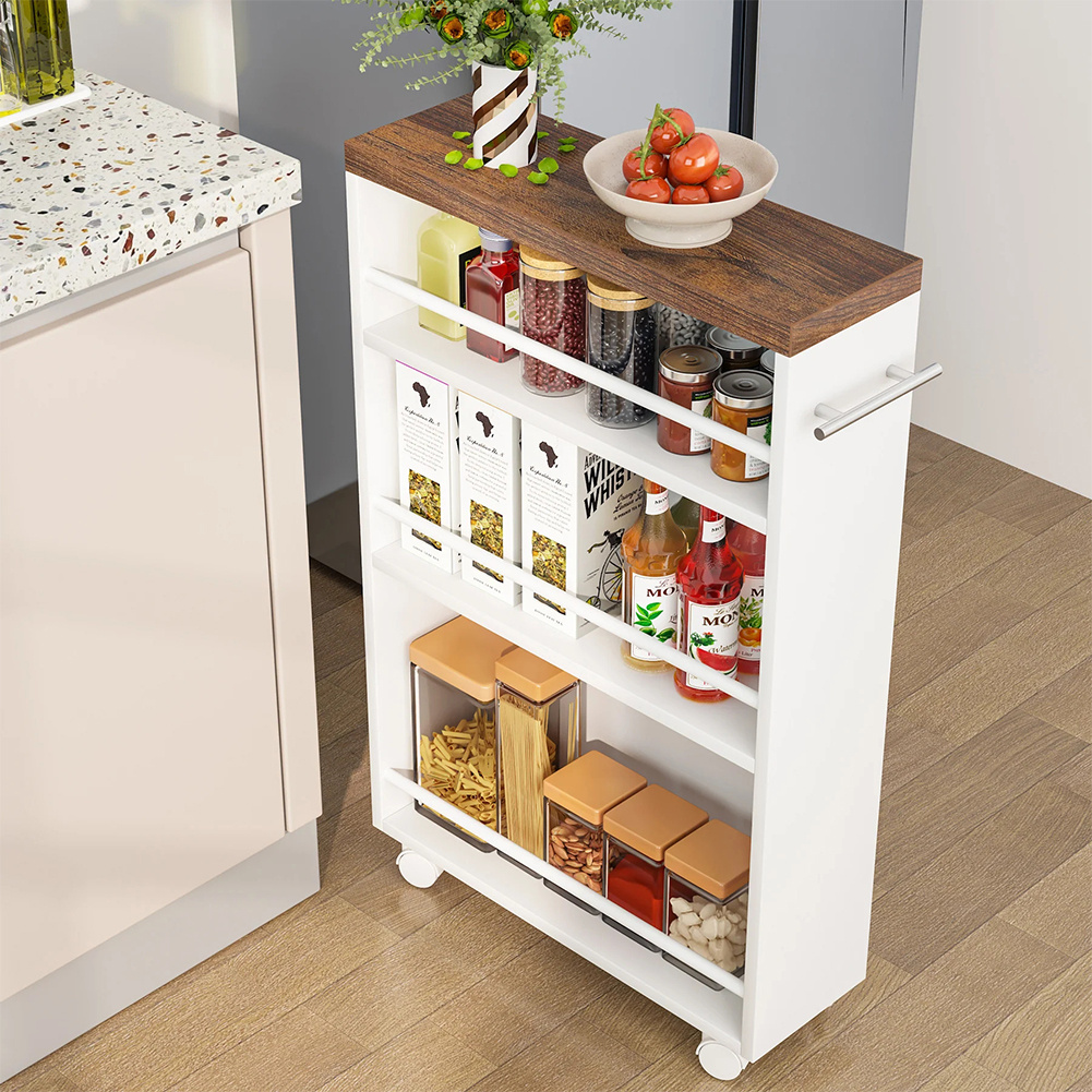 TEMU Shally Dogan Carrello Portaoggetti da Cucina Industrial, Carrellino Multiuso Salvaspazio con 4 Ripiani e Ruote Mobili a 360簞, Scaffalatura