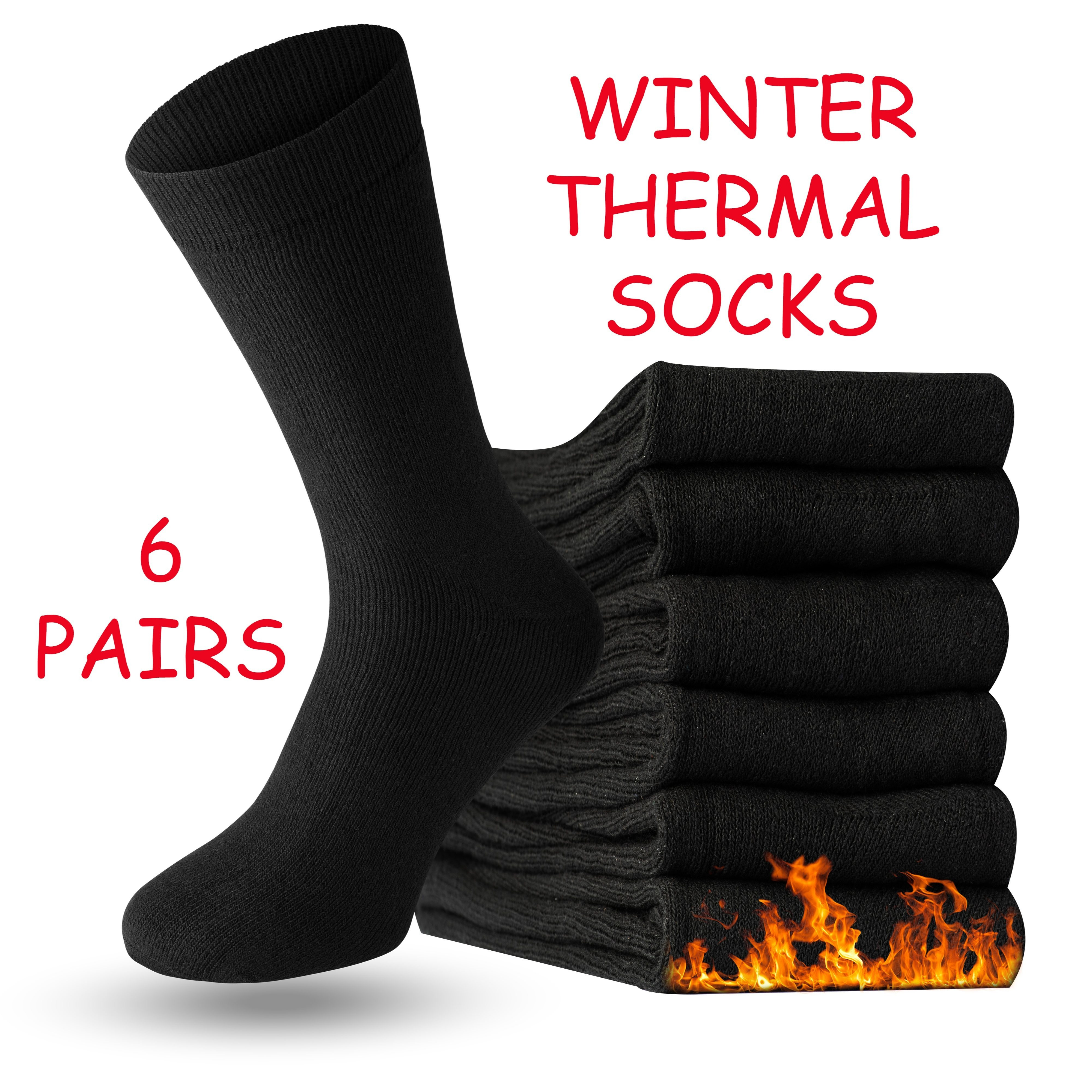 TEMU 6 Pairs Of Men's Thermal Thermal Socks - Uk Size 6-11 - Perfect For All Season Wear, Have A Mid For