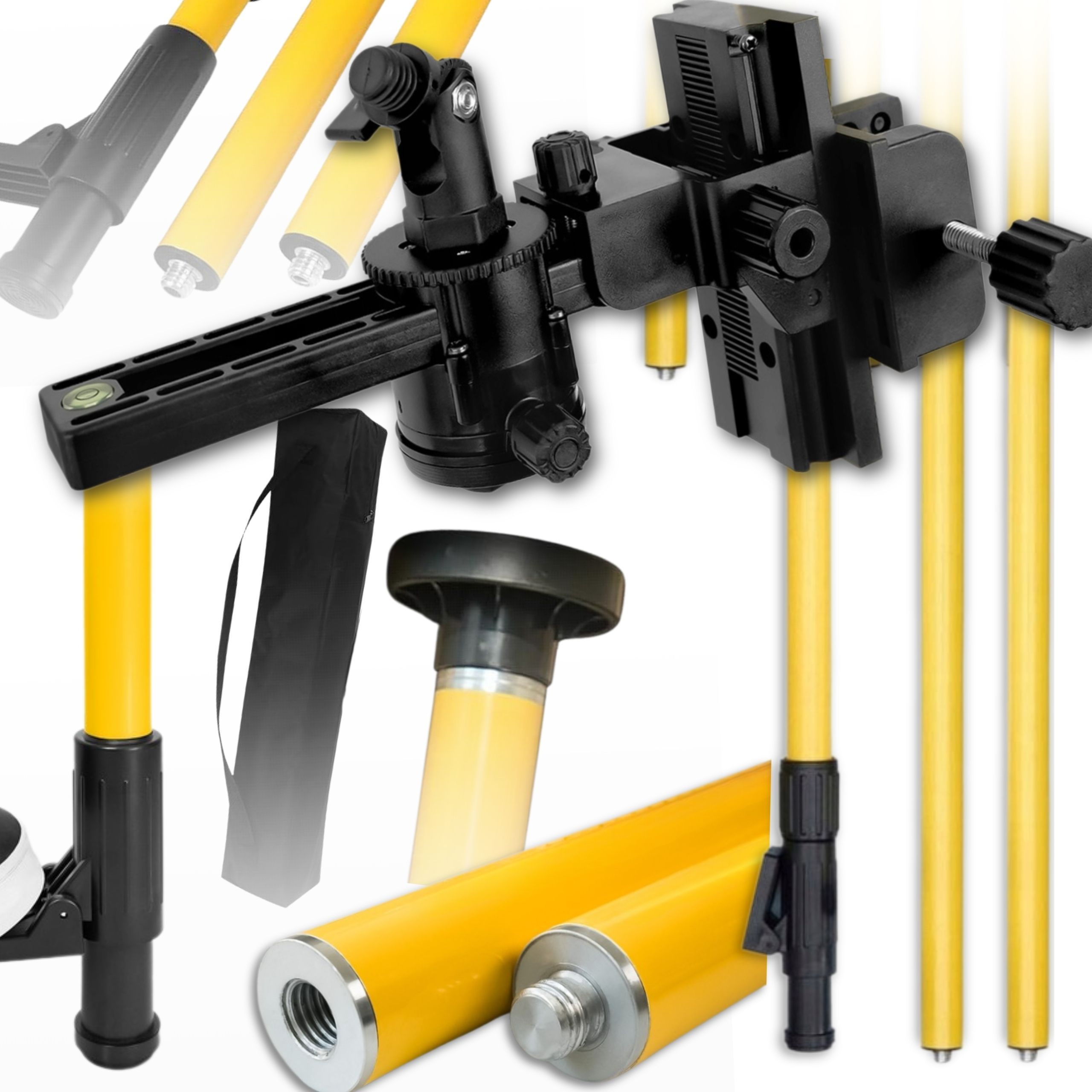 Leveling Laser Pole, Tripod Mount, Laser Level Mounting Bracket, 365cm Laser Mounting Plate, Adapter + Free Accessories