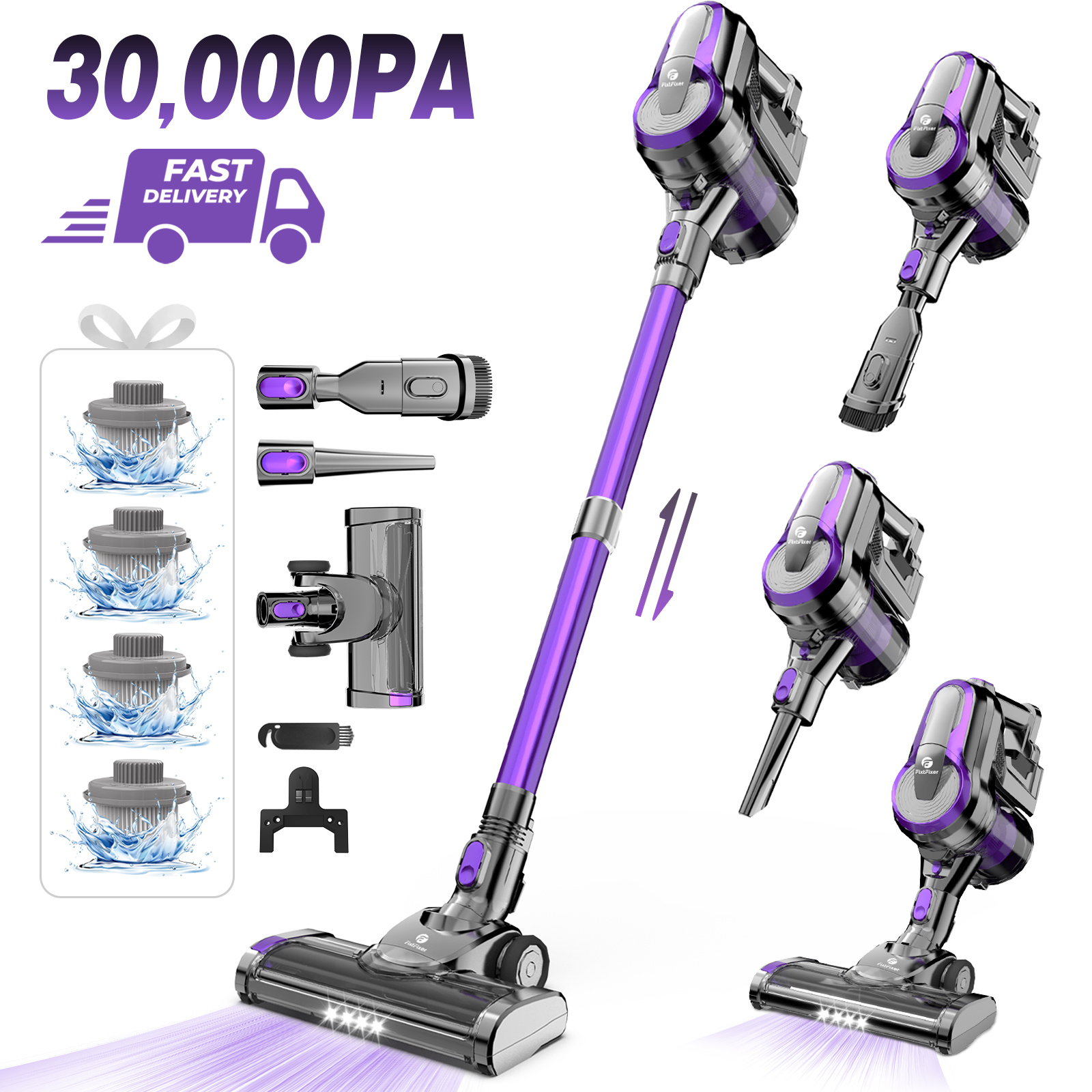 

Fixtfixer Cordless Vacuum Cleaner, 350w/30kpa Stick Powerful Vacuum With Rechargeable Wall Mount, Up To 55 , 0.9l Dust Cup, Lightweight Vacuum Cleaner For Pet Hair Carpet Hard Floor