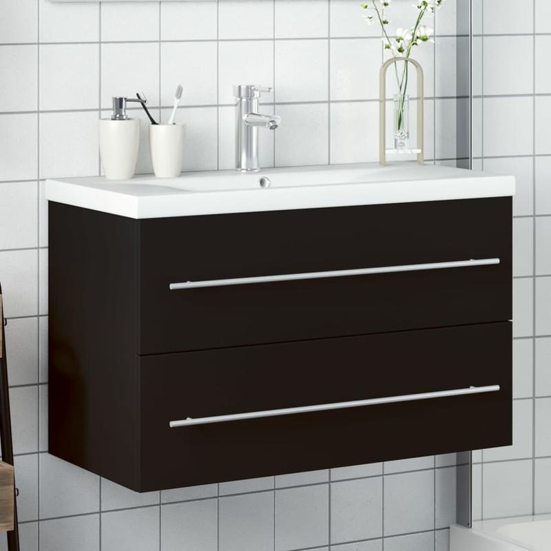 TEMU Bathroom Vanity With Built-in Sink Black