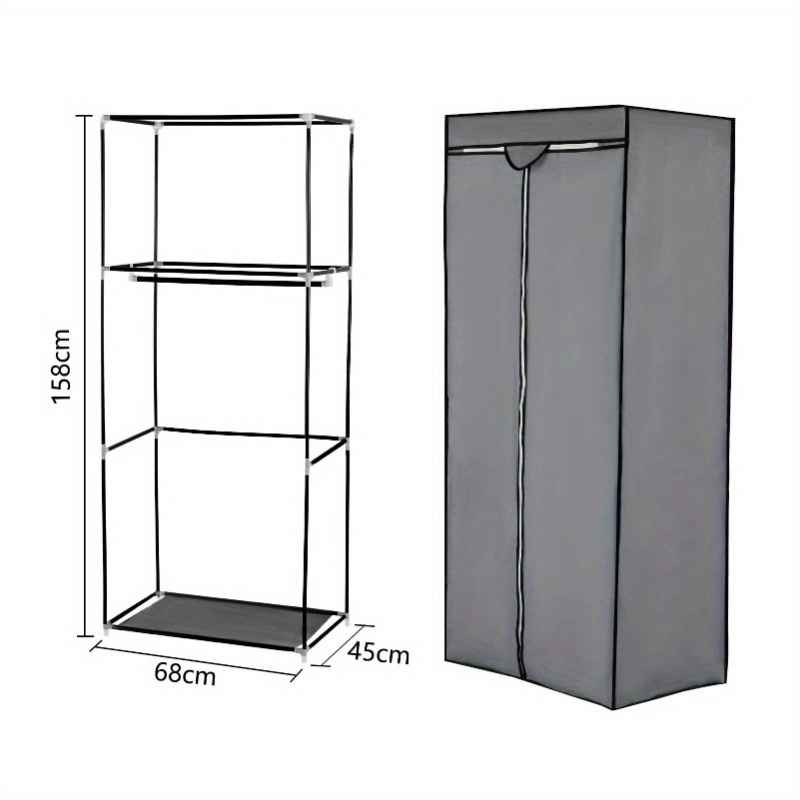 TEMU Canvas 68x45x158cm Portable Clothes Rack Organizer With Hanging Rod For Bedroom Or