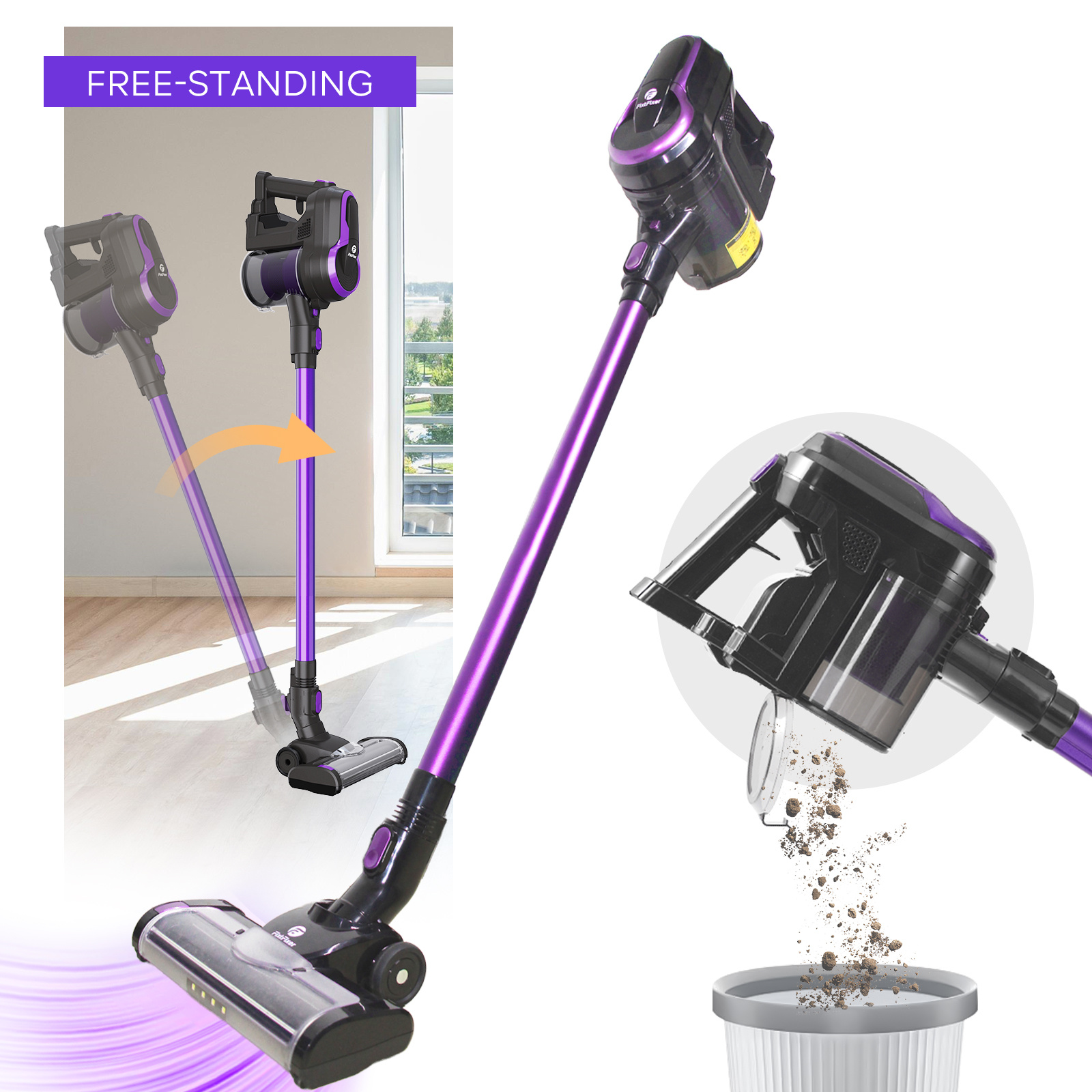 

Free Standing Vacuum Cleaner 3 In 1, 250w 25kpa Cleaner Cordless, Lightweight Upright Vacuum Cleaner, Easy-clean 0.9l Dust Cup, Rechargeable Lithium Battery, For Carpet, Pet Hair, Hardwood Floor, Gift