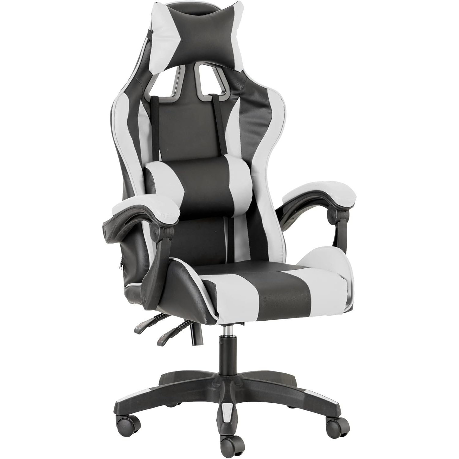 TEMU Chaise de bureau et de jeu Baroni Home blanche | rose | orange ergonomique avec appuie-tête et soutien lombaire réglables, chaise de jeu
