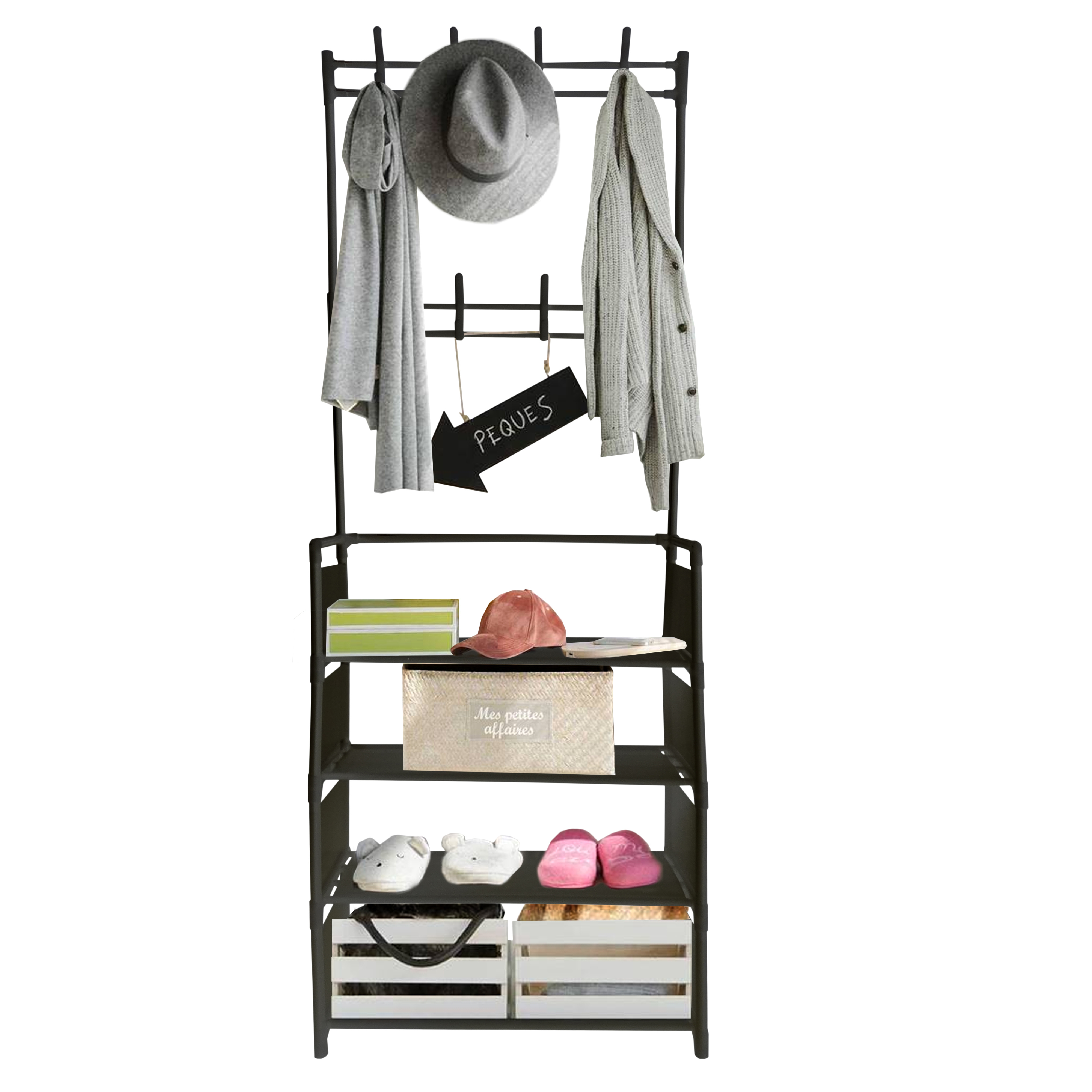 Recibidor Perchero Organizador Entrada Home Zapatero 8 8 Colgadores Ropa Abrigos Chaquetas