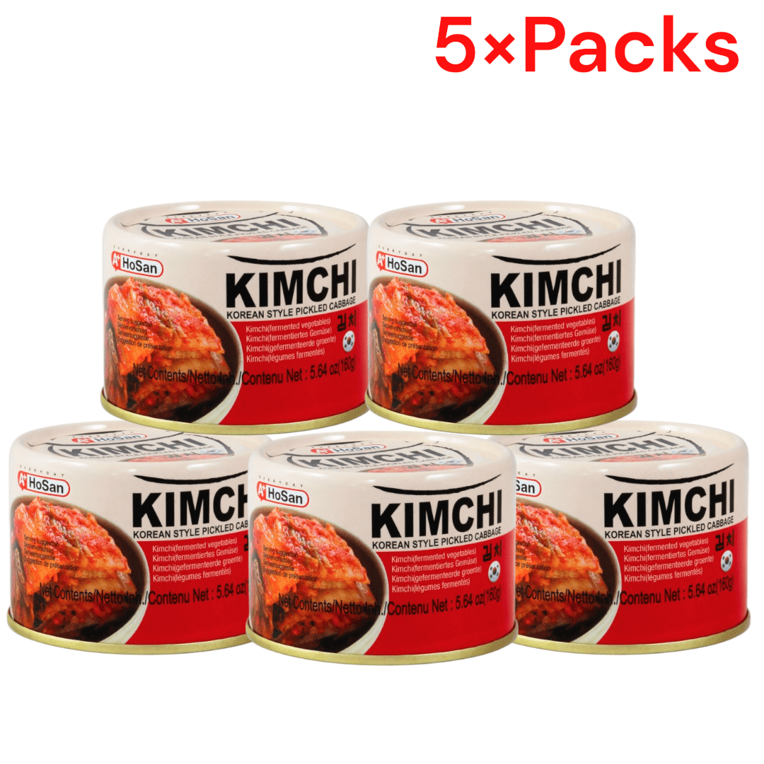Image of 5 Packs-a+hosan, 5x160g Jars, Korean Kimchi, Authentic Korean Taste, Fermented Cabbage, Ideal For Side Dishes And Snacks, Fresh And Spicy