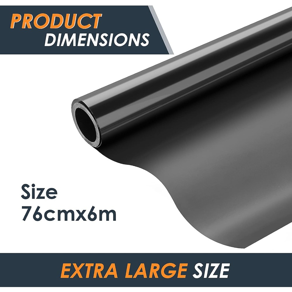 TEMU Car Window Tint Film 15% 6mx76cm Black Window Tint Film Roll Anti Uv Heat-insulation Glare Tinting Dark Privacy Car Window Film